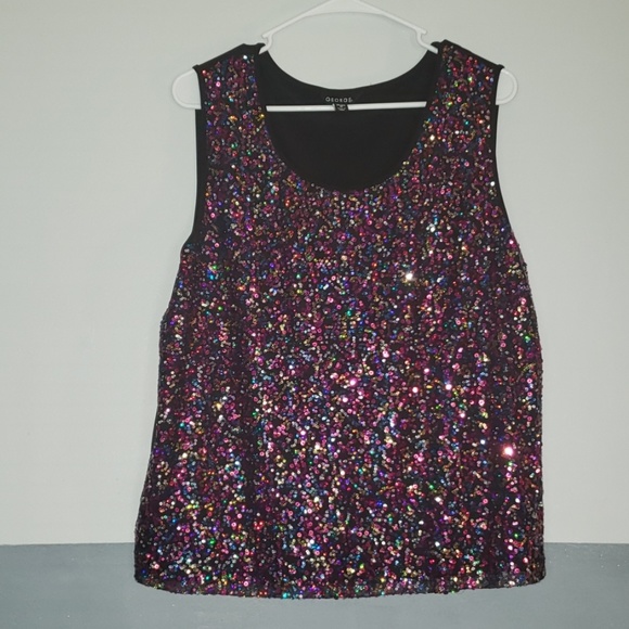 George Tops - Sparkly Sequin Top. Multicolor. Plus size.